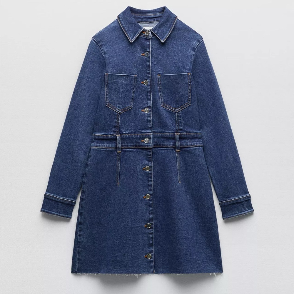 Zara Indigo Long Sleeve Denim Dress